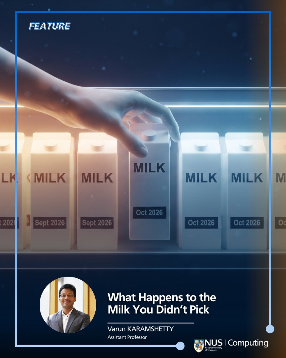 NUSComputing's tweet photo. Research from NUS Computing finds that between a quarter and half of grocery expiration waste may come down to one habit: shoppers reaching past older stock for fresher units. Here's how they measured it: https://t.co/J86jhlbKhK https://t.co/rSgMwxgeZ6