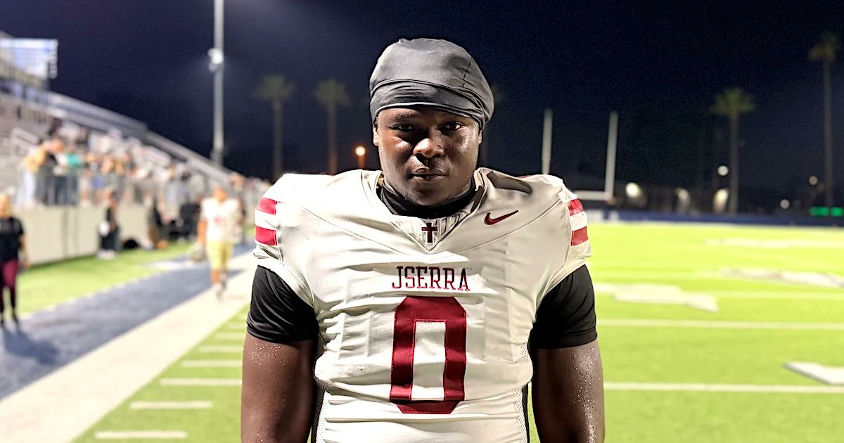 GregBiggins's tweet photo. As expected, San Juan Capistrano (Calif.) JSerra DL Godschoice Eboigbodin has made a jump this season and looks like one of the nation's top prospects

He remains  solid in his UCLA commitment, but other schools continue to make a strong push

Intel: https://t.co/ku8GhDZFc3 https://t.co/qXxtBoKhDx