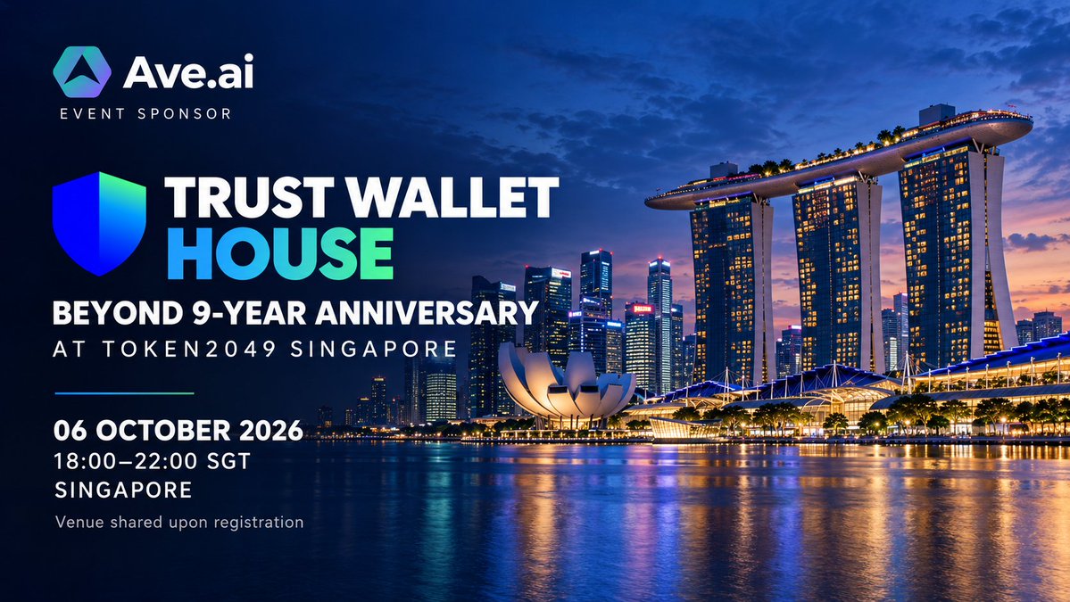 AveaiGlobal's tweet photo. https://t.co/iutiRTw5iw at TOKEN2049 Singapore 🇸🇬

We’re excited to be part of two events during #TOKEN2049 Singapore this week.

📍 Oct 6 — Trust Wallet House: Beyond 9-Year Anniversary

https://t.co/iutiRTw5iw joins as an Event Sponsor, celebrating Trustwallet's 9-year journey and what’s next for the onchain world.

⏰ 18:00–22:00 SGT

📍 Oct 8 — AI & Emerging Onchain Assets

https://t.co/iutiRTw5iw will join as a Co-host, with a keynote sharing our perspective on AI, onchain assets, and the evolving crypto trading landscape.

⏰ 13:00–17:00 SGT
📌 70 Bendemeer Rd, Singapore

Two events, more conversations, and plenty of opportunities to connect.

See you in Singapore 🇸🇬

#AveAI #TOKEN2049 #Web3