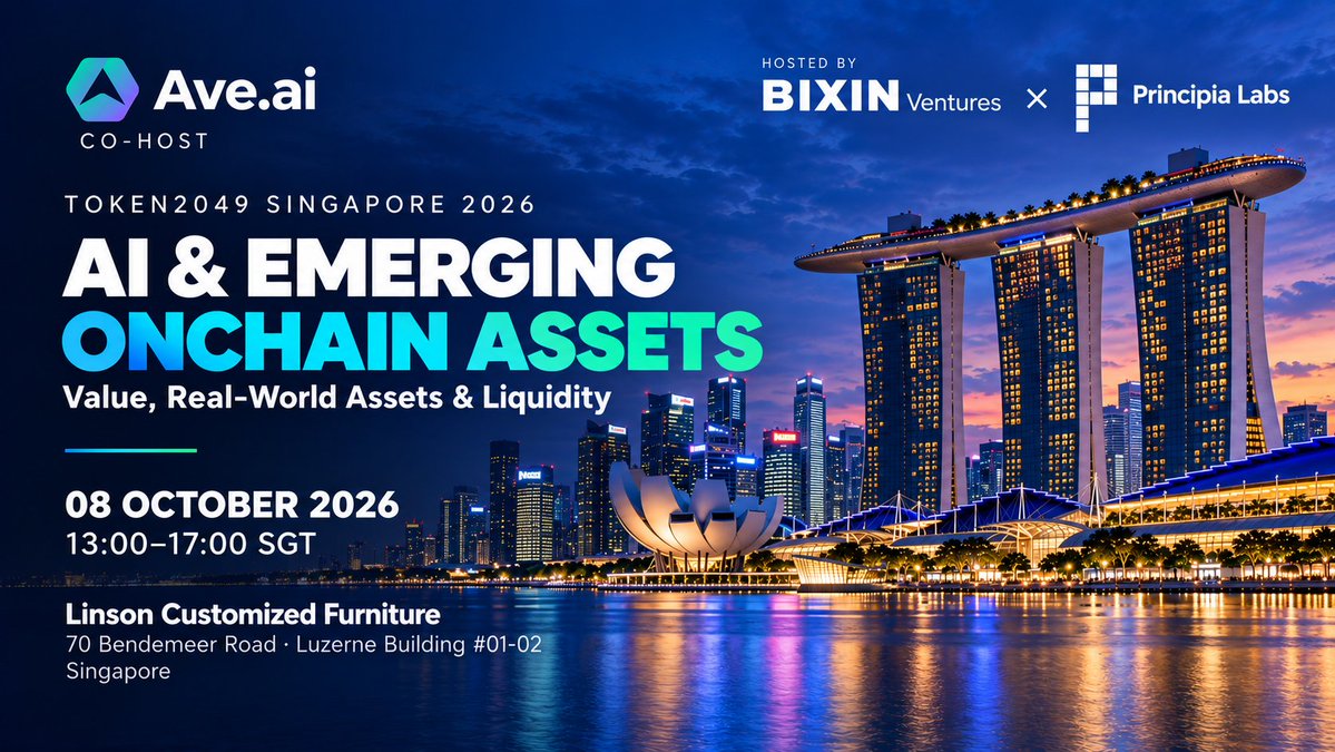 AveaiGlobal's tweet photo. https://t.co/iutiRTw5iw at TOKEN2049 Singapore 🇸🇬

We’re excited to be part of two events during #TOKEN2049 Singapore this week.

📍 Oct 6 — Trust Wallet House: Beyond 9-Year Anniversary

https://t.co/iutiRTw5iw joins as an Event Sponsor, celebrating Trustwallet's 9-year journey and what’s next for the onchain world.

⏰ 18:00–22:00 SGT

📍 Oct 8 — AI & Emerging Onchain Assets

https://t.co/iutiRTw5iw will join as a Co-host, with a keynote sharing our perspective on AI, onchain assets, and the evolving crypto trading landscape.

⏰ 13:00–17:00 SGT
📌 70 Bendemeer Rd, Singapore

Two events, more conversations, and plenty of opportunities to connect.

See you in Singapore 🇸🇬

#AveAI #TOKEN2049 #Web3