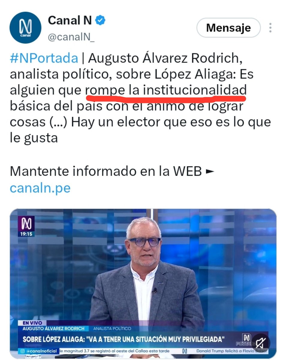 crebosio95's tweet photo. Si alguien de izquierda "rompe la institucionalidad", no tardan en advertir que la democracia está en peligro y el político en cuestión nos quiere convertir en Venezuela. 

Pero como lo hace un pituco blanco conservador, como López Aliaga, NO DUDAN que es bien intencionado 😂 https://t.co/UMBZqOsub9