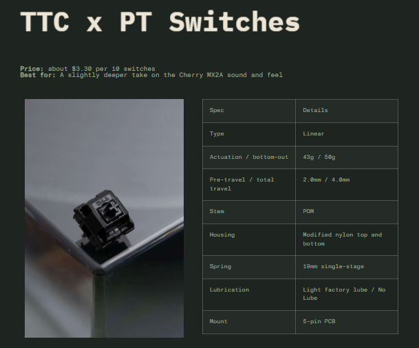 TTCswitch's tweet photo. ❤ Thanks for alexotos' approval. 
🚀The PT Black features further optimization in structural tolerance control, resulting in higher overall smoothness and more stable consistency.The switch achieves a tight, solid feel without applying a film.#ttc #ptblackswitch #keyboardswitch 
https://t.co/8LQ6aDIZ8K via @YouTube 
🛒：https://t.co/jscuA8ZsJC