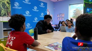 WatchSports_com's tweet photo. Las Vegas Raiders Linebacker Segun Olubi Visits the Boys and Girls Club of Southern Nevada. 
See highlights of his visit here https://t.co/M8KNQXP5if.
#nfl #boysandgirlsclub #Raiders https://t.co/CWAnP1Aq5b