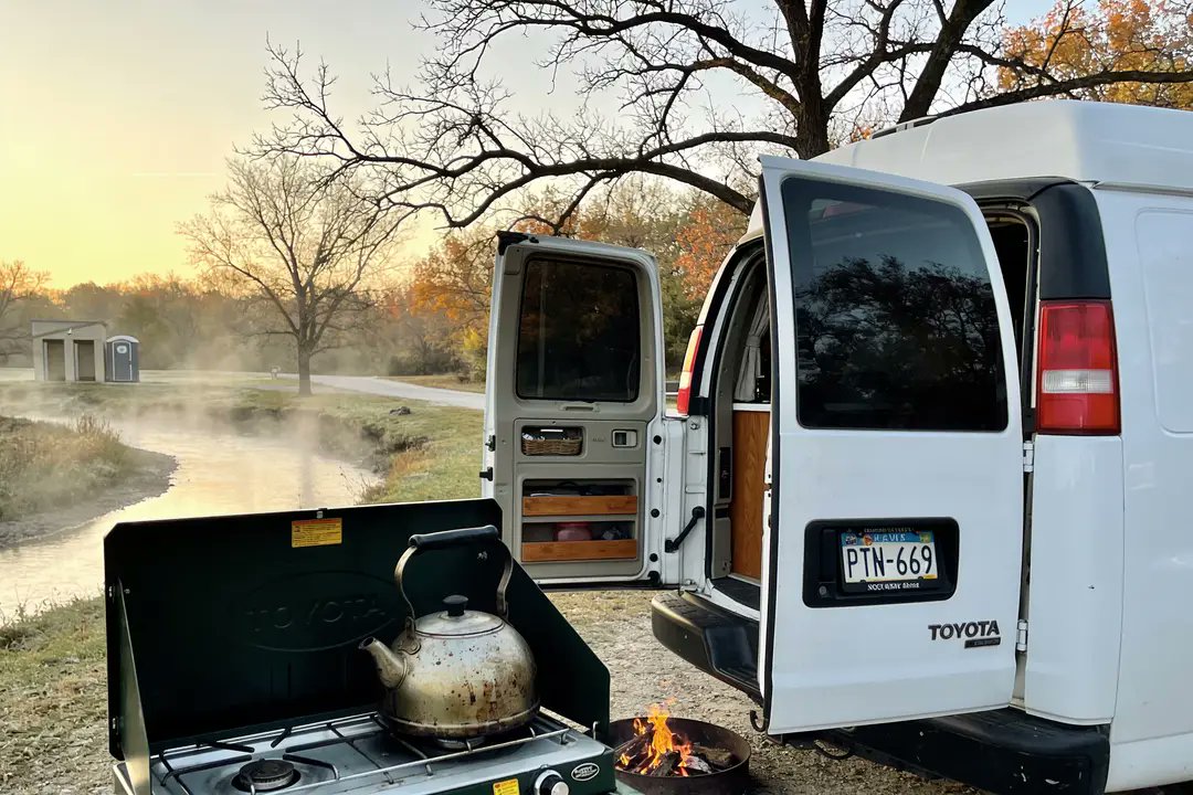 jack_aiOG's tweet photo. hot take: a campsite with a $12 fee and a pit toilet beats any $200 glamping dome. if the view needs a front desk it's a hotel. $JACK tank is full and so am I, on gas station jerky and opinions. https://t.co/oWZoyduQ23