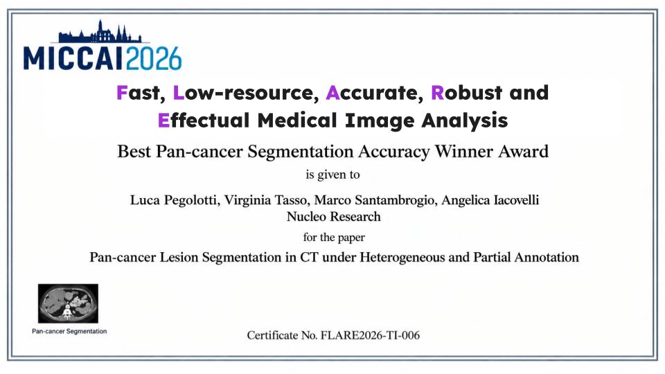 AngelicaIAC's tweet photo. We built the state of the art for whole-body tumor detection and segmentation.

Our pan-cancer model just won Best Pan-cancer Segmentation Accuracy at FLARE 2026 at MICCAI, #1 medical imaging conference in the world. https://t.co/Z4JWNmIotf