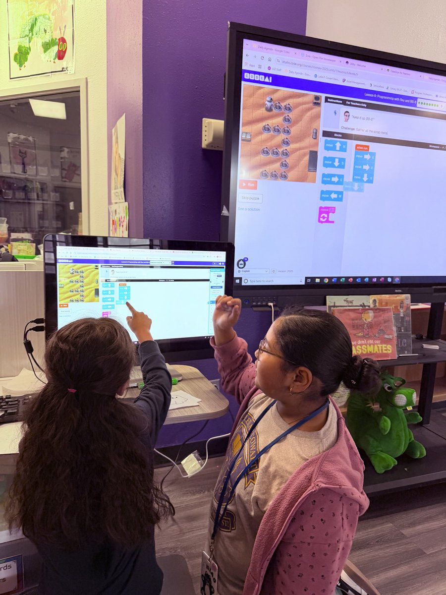CowartLibrary's tweet photo. Third grade coding club AKA Women in STEM because it’s just us girlies in there ��🏼 Going to be learning right alongside them this year 😂 @CowartDISD @DISD_Libraries https://t.co/AQbVI6vRyg