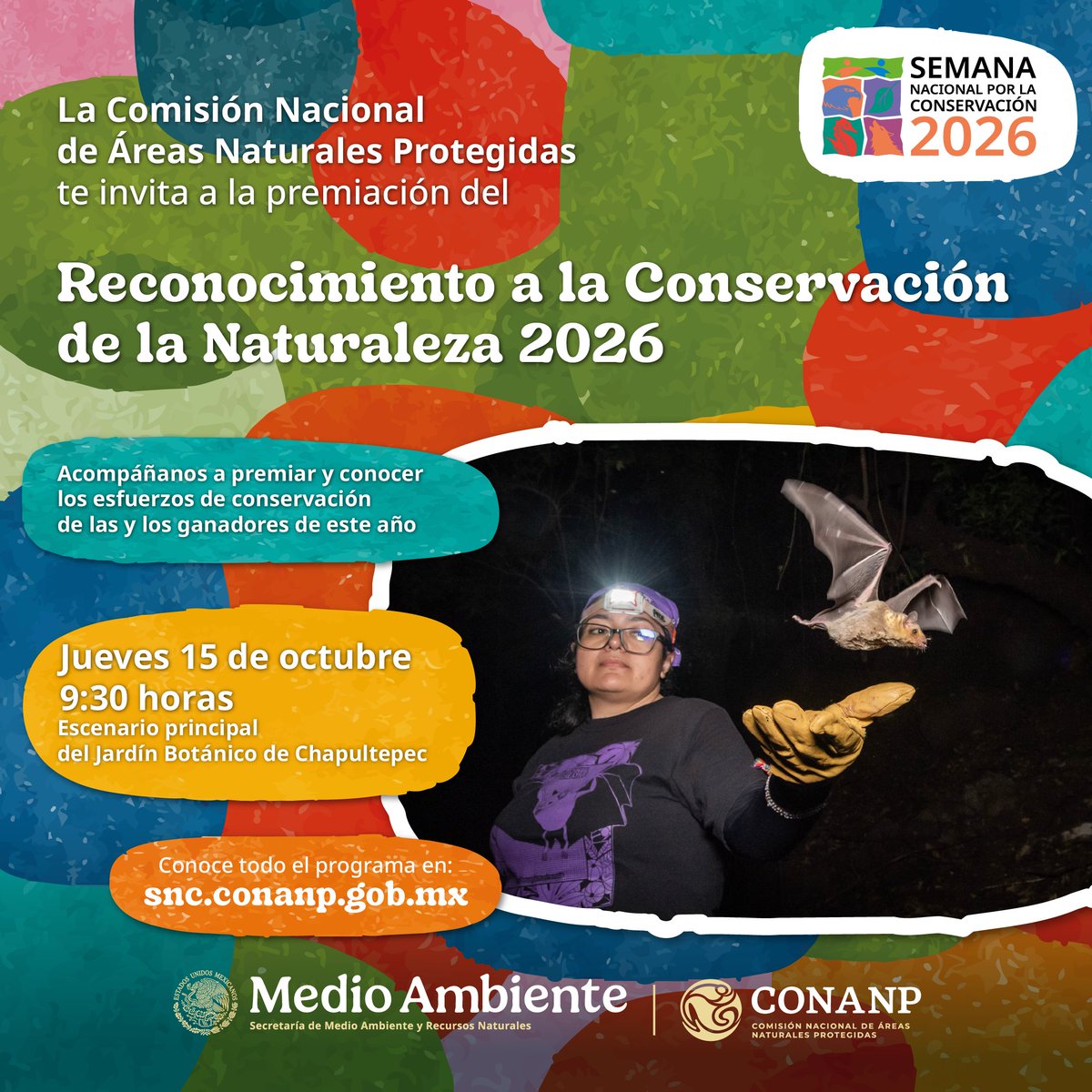 CONANP_mx's tweet photo. Acompáñanos a conocer y a premiar a las y los ganadores del Reconocimiento a la Conservación de la Naturaleza 2026, en el marco de la Semana Nacional por la Conservación 2026. 🏆

#SomosNaturaleza #ConservaciónHumanista #GuardianesDeLaNaturaleza #SNC2026 #RCN2026 🌳🌊🌺🏜️ https://t.co/DPvpy4FKbU