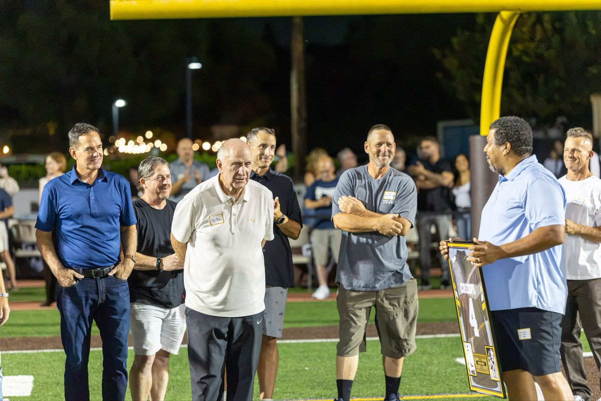 FootballCrespi's tweet photo. What a Homecoming! Honoring the 1986 Championship Football Team and celebrating the retirement of Russell White’s ’89 legendary #4. Once a Celt, always a Celt! #CeltPride https://t.co/ocTazbcWMU