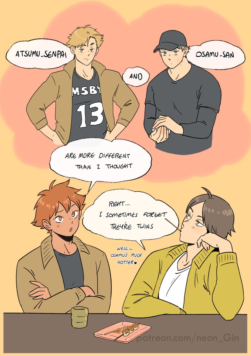 Neon_Gin's tweet photo. Hinata and Suna discussing Miyas~
(3/6) https://t.co/tg77jidzjY