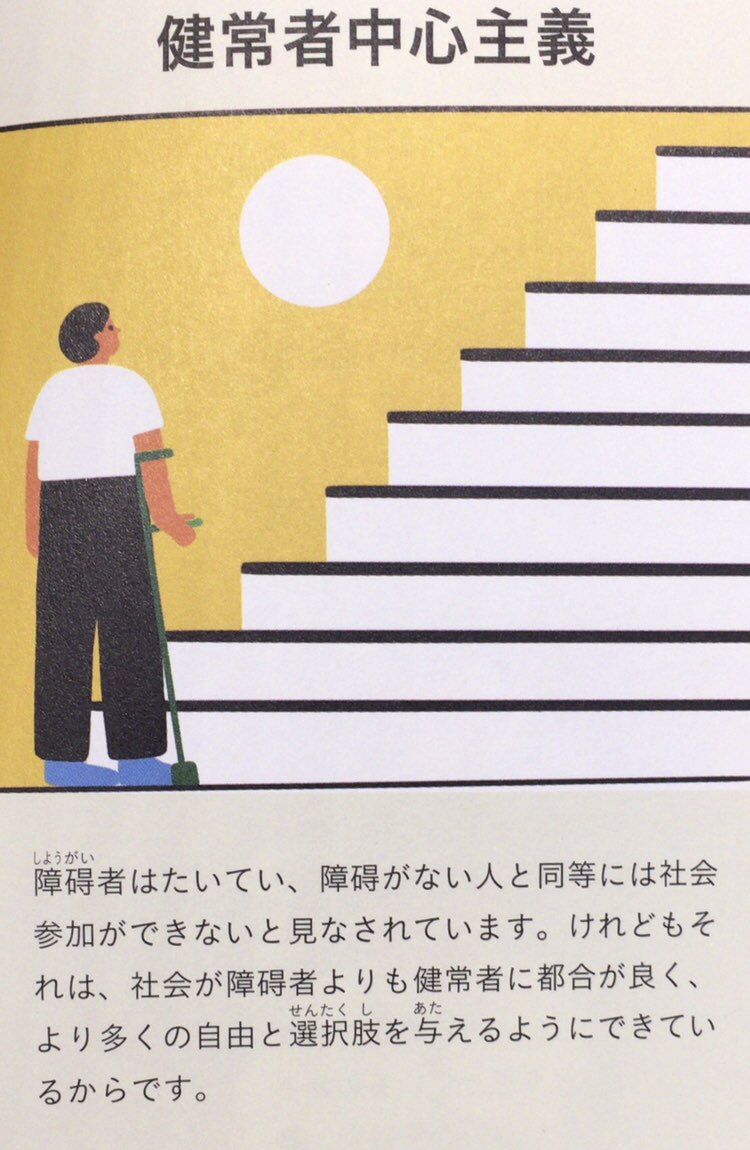 honnoinosisi555's tweet photo. 「障碍者はたいてい、障碍がない人と同等には社会参加ができないと見なされています。けれどもそれは、社会が障碍者よりも健常者に都合が良く、より多くの自由と選択肢を与えるようにできているからです。」（芹澤恵＋高里ひろ訳『10代で知っておきたい「同意」の話』河出書房新社、P137） https://t.co/GWcykKaZXR