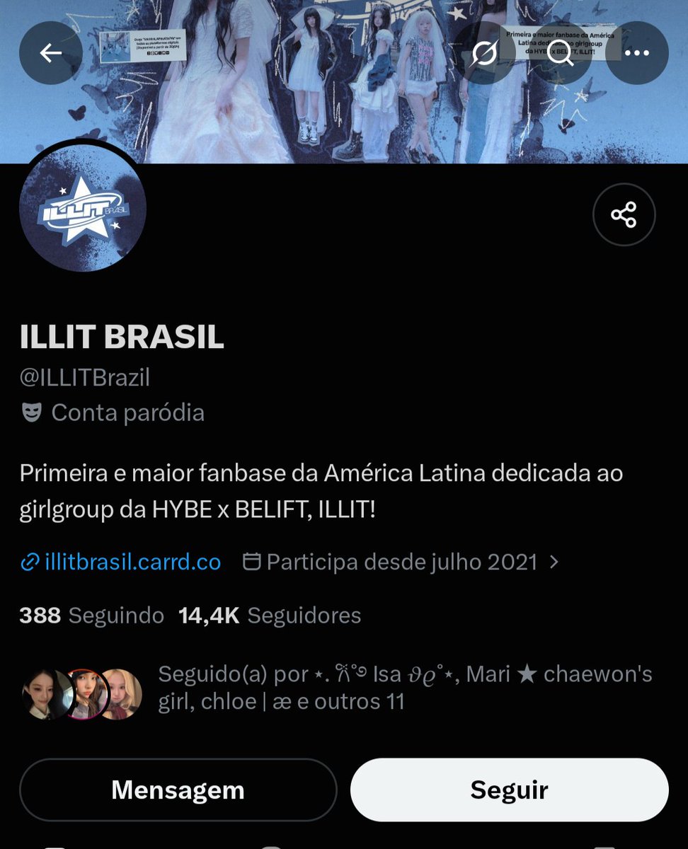 Gabscardcaptors's tweet photo. esperava qualquer coisa, menos que essa conta fosse ser de uma BOLSONARISTA. Parem de seguir agora. O fandom do Illit é 90% feminino e essa louca apoia alguém que é contra os direitos femininos https://t.co/adtzZLImxO