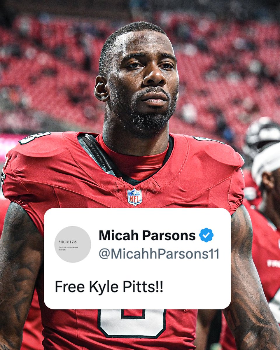 ESPNFantasy's tweet photo. Does Micah Parsons have Kyle Pitts on his fantasy team? 😅 https://t.co/LFb32TfMyo
