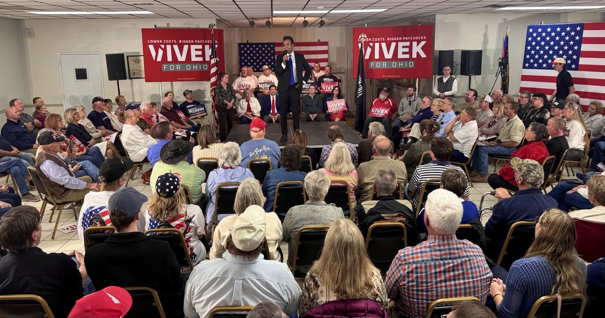 VivekGRamaswamy's tweet photo. Great town hall at the VFW post at Wauseon in northwest Ohio. We did this totally crazy thing, where we took unscripted questions &amp; even let people record it. 😉 https://t.co/irSdrBFBd3
