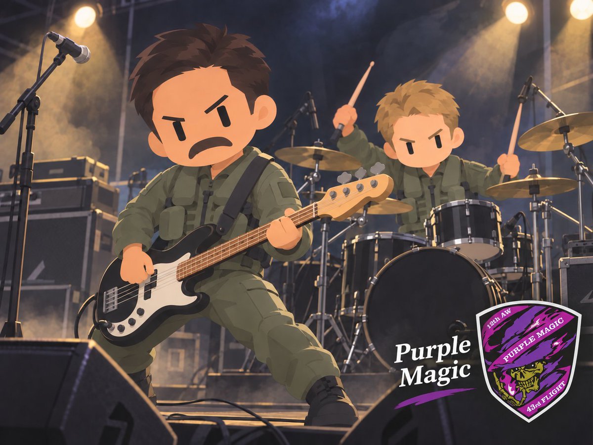 yuancommissar's tweet photo. Purple Magic 1： Are you guys playing our music again?

本物の男たちのバンド、ここに解散。
Purple Magic隊に敬礼。 🎸🥁✈️
#エースコンバット8 #AceCombat8 https://t.co/soi6T3l7Q9
