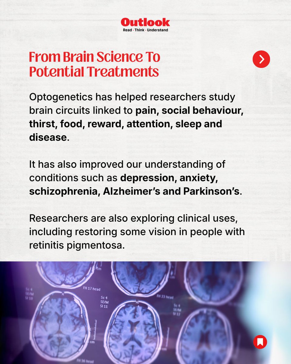Outlookindia's tweet photo. [Nobel Prize 2026 Medicine, optogenetics, Karl Deisseroth, Peter Hegemann, Georg Nagel, neuroscience]

#NobelPrize #Optogenetics #Neuroscience #MedicalResearch #OutlookIndia https://t.co/Hcx5z0BZXT