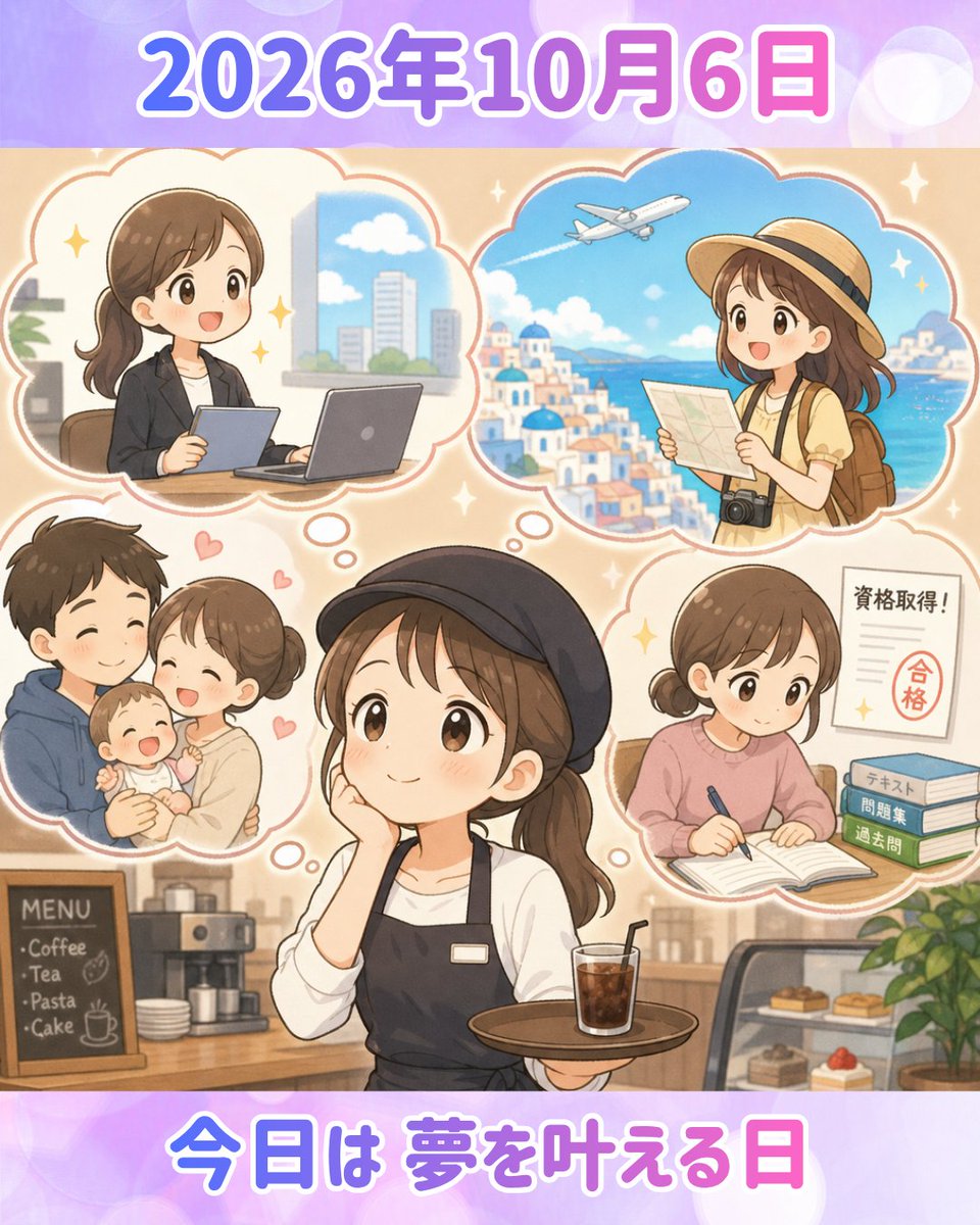 sn_support_com's tweet photo. おはようございます！

今日は #夢を叶える日
なりたい姿、やってみたいことなど、叶えたい夢はありますか？
小さな一歩でも、夢に近づくために行動することが大切ですね☺️
私も夢を叶えられるよう頑張ります🌈

今日もよろしくお願いします✨

#企業公式相互フォロー
#企業公式が朝の挨拶を言い合う https://t.co/wC7bLiLLBJ