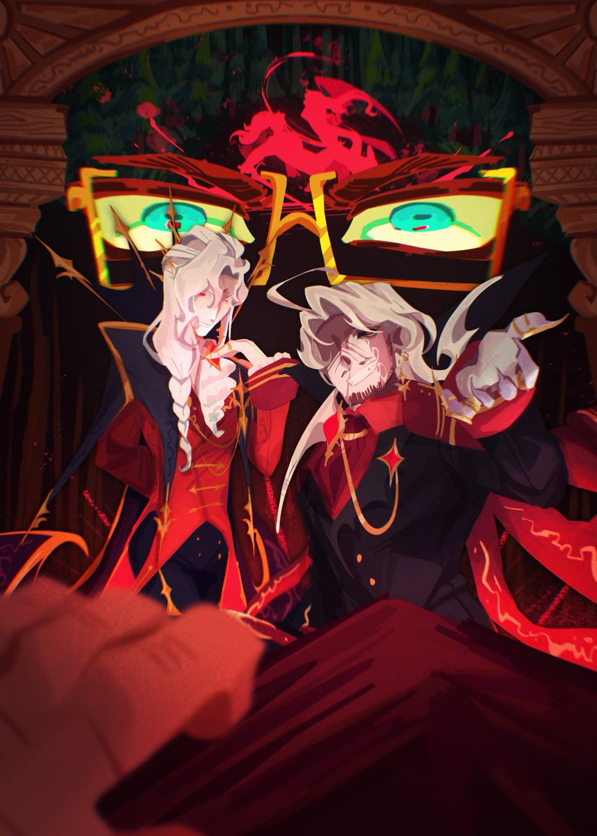 MISSROSSWEISSE's tweet photo. “Last chance,” The two vampires say, who have been awaiting Renhardt Dogmourne’s return to his abode after an unfortunate encounter with Owen in the woods.

hey so like remember that scrapped concept of this scenario happening . haha . yeah …….

#vampiressmp https://t.co/pKrSpbB7Ag