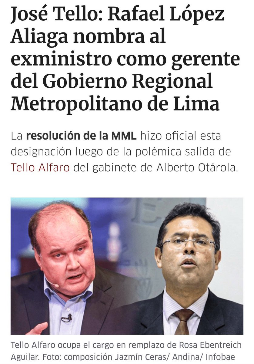 Chuno2004's tweet photo. @jfowks No solo es Villalobos, tmb Canal N presenta al exministro José Tello quien fue puesto por RLA como gerente del Gobierno Metropolitano de Lima. https://t.co/thsT4AZBh3