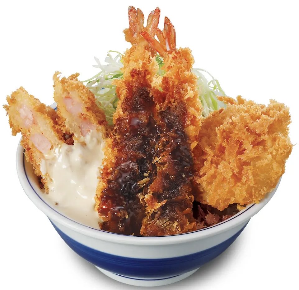 gourmetroad5's tweet photo. １０月９日(金)よりかつやから、ごろっとした大ぶりの海老が入ったカツに特製マヨソースをかけた「海老カツ」、サクサク感と海老の甘みを感じる「エビフライ」が2本、「海老クリームコロッケ」が味わえる「海老トリプル丼」が新発売されます✨ https://t.co/ejWM47rdZL