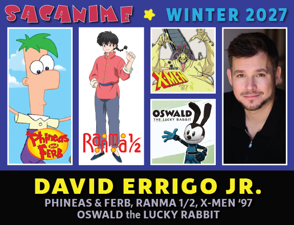 SacAnime's tweet photo. Please welcome David Errigo Jr. to SacAnime Winter! 

@errigovoice can be heard in #Ranma12, #KurokosBasketball, #TPBon, #ScissorSeven, #RecordOfRagnarok, #TheGreatDetectiveSherlockHolmes, #TheCaseFilesOfLordElMelloiII, #TheMisfitKingOfDemonAcademy, #KotaroLivesAlone, and more! https://t.co/y2maeaDiv3