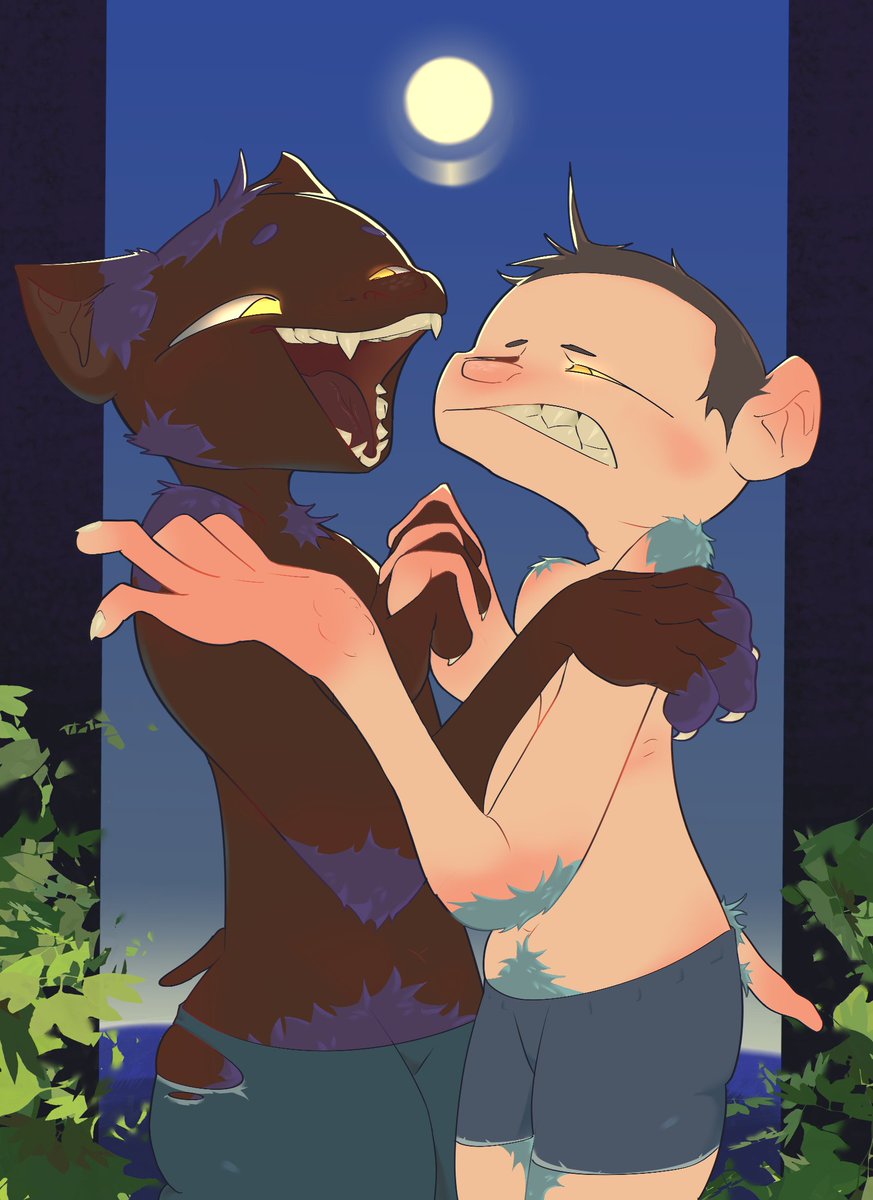 triastrashbin's tweet photo. Day 4 /// Together

A werewolf is guiding a friend on his first transformation, pain is common in the beginning, but with enough practice it becomes pleasurable

"[...] And we're gonna do it... together"

#Octransfur #TFEveryday https://t.co/1f2TnBtIia