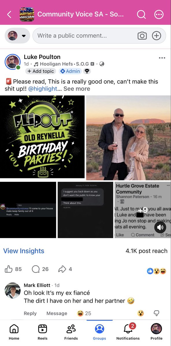 TruthtellerADL's tweet photo. 🚨Please read, This is a really good one, can’t make this shit up!!

You may have seen some posts today for The New Flip Out Trampoline park in Old Reynella?

There’s no coincidence it’s popped up on the community pages i’m blocked from, Let me show you why!! 

Ladies and Gentlemen, Here are your new owners of Flip out Old Reynella 🥳🖕🏻

This couple has consistently worked with the plastic factory developer for months and still is today. 

Originally the only thing that drew me to B1 & B2 was that this couple and their mates kept negatively commenting on posts in the group against the plastic factory. These 2 fully grown adults also had fake profiles in my group. 

They were going as far as telling people that stopping the plastic factory via protesting was a waste of time and to not get involved. (We did stop it, So you ate your words there Jo Jo..) 🤣

They were the ones first to share the public statements regarding the 24/7 Plastic Factory to the community. Especially the new home buyers in Hurtle Grove. The same new suburb that the same developer just sold 200+ houses in.

This Lady would first post the statement in the residents community group. Then after the rest of the community who’ve lived here for 40 years, plus me speaking on behalf of thousands of people seemed to find out last…

I have personally seen email chains where the CEO has contacted and sent information to her direct to share publicly. 

I later learnt that their invested interest had something to do with it. 

Back in Janurary, These people sent my friends partner a private text message on an encrypted device threatening to leak information publicly. The reason I know it was them? Because the residents of Hurtle Grove showed me screenshots on their community page the next morning stating we were harassing his wife because we called the number back from a phone box.. The same number we. got off Telstra after we got the call logs 🤣 Telstra also gave us her full (Real) name 

This lot are Not very bright..

Anywho, The reason i’ve decided to share this today after 10 months? Is because now they are sending their children on Instagram to Harrass me and when I caught them out again publicly, they’ve threatened to come to my house. 

I’m here waiting, Come Shannon and Jo and everyone else associated with you. You’re piss weak. 

I gave them a warning to apologize and if not I would share publicly, They refused.

Have a good day and don’t forget to Boycott your local Flip Out! 

Australian Labor Party Your mates? 

South Australia Police Just to clarify, Did you do me for Menace and Harrass via a carrier service? 

Have a look at these Jokers.. 

@PMalinauskasMP is it normal to have these sort of people attacking home owners on behalf of @AustralianLabor lobbied developers? 

@PaulineHan6ix , @carlos_quaremba , @rebecca__hewett , @7NewsAdelaide , @9NewsAdel , @theTiser , @YahooNewsAU , @News24 

#FlipOut #FlippingOut #criminals #sapolisi

https://t.co/E7WywM70Mb