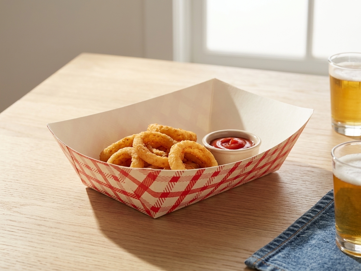 KingHonorpack's tweet photo. Classic look, premium quality! 🍟 Check out our Red &amp; White Plaid Paper Food Trays.
Grease-resistant, sturdy, and eco-friendly — perfect for onion rings, fries, &amp; snacks! 

#FoodPackaging #PaperFoodTray #StreetFood #Kinghonor #PackagingSupplier https://t.co/0hIFWkk49C