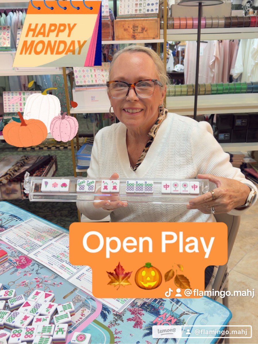 flamingoMAHJ's tweet photo. Fall in Florida 🌴🍁🎃 #mahj #mahjong #flamingomahj #openplay #mahjongco https://t.co/vIEO7brbUr