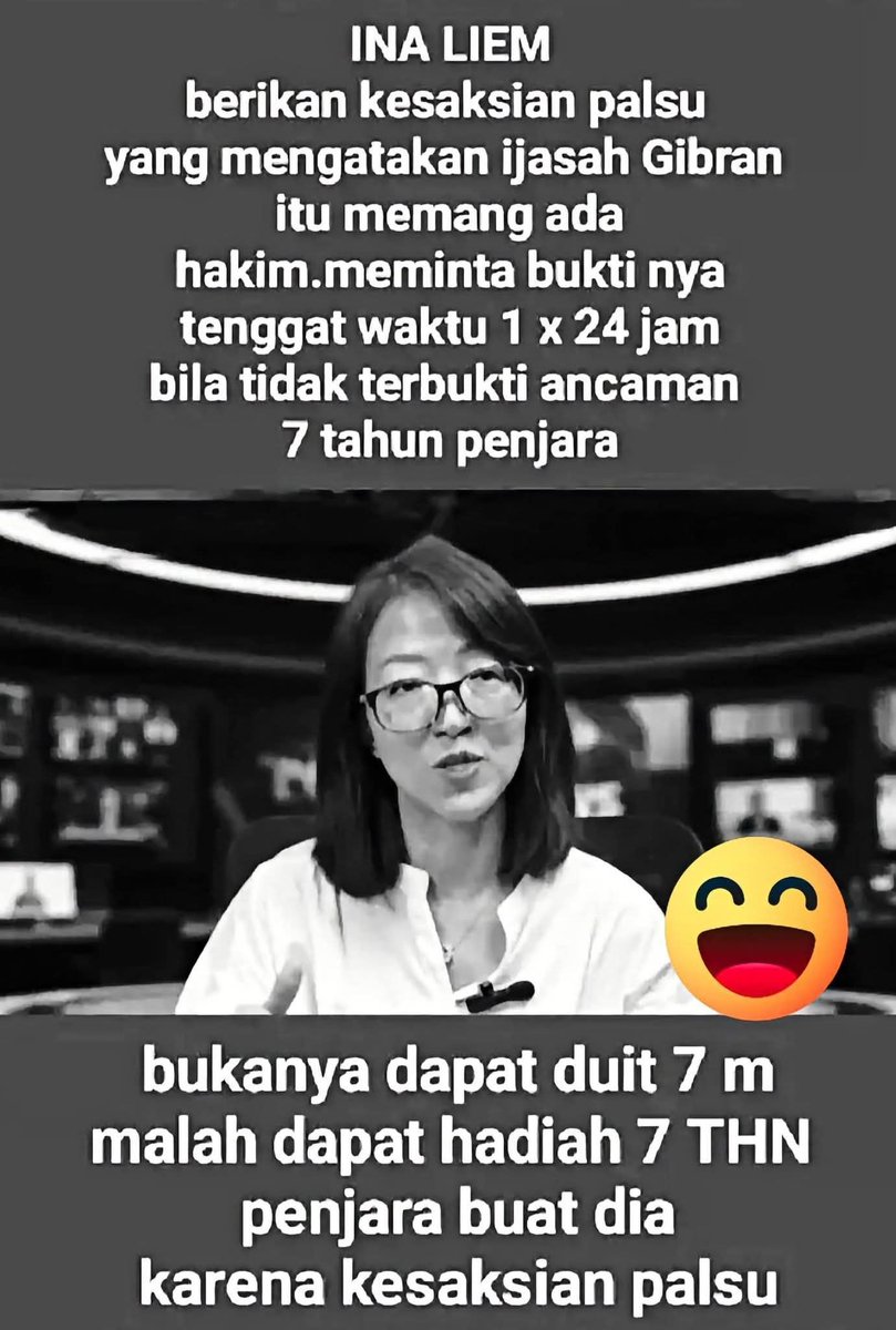 M3di4Upd4t3's tweet photo. Kalau Ada Ijazah gibran Kenapa Gak Ikut Sayembara Buk?
Dan Sekarang Justru Terancam Mendapat Hadiah Penjara 7 Tahun Karena Kesaksian Palsu

#JokowiWajibDitangkap 
#JokowiWajibDitangkap https://t.co/AfyJoBZcXB