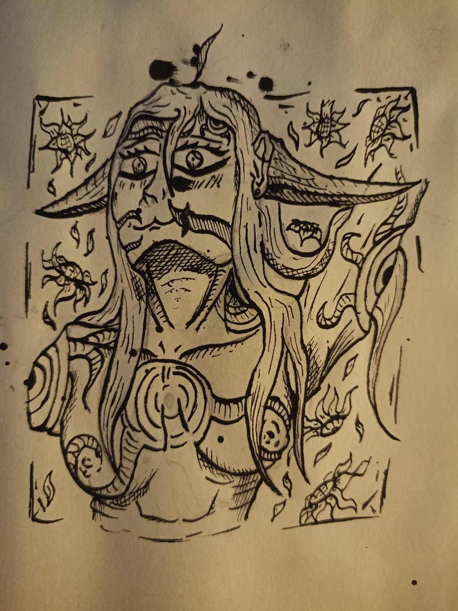 masterpixel14's tweet photo. YABOKU! Tô treinando mei traço, então ficou tremida. Cara... Derramei meu pote de tinta no quarto todo...
(YABOKU! I'm practicing my drawing skills, so it's shaky. Man... I spilled my ink pot all over the room...) #drawing #artmoots #rpg https://t.co/zhSkTC73uE