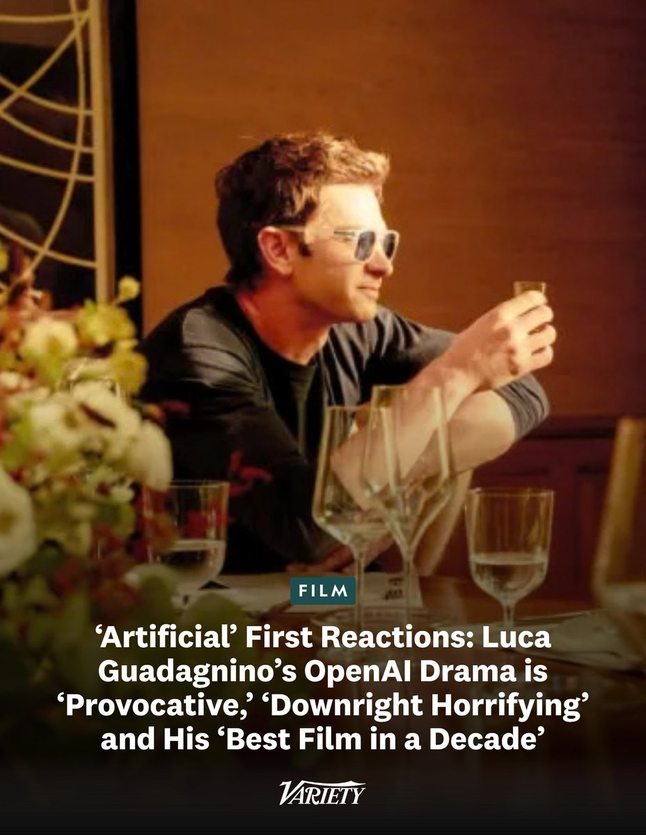 Variety's tweet photo. Luca Guadagnino's "Artificial" is being called "provocative," "downright horrifying," and his "best film in a decade" in early reviews. 

See more first reactions here:

https://t.co/f533EZj5GR https://t.co/lDQbSGjZIC