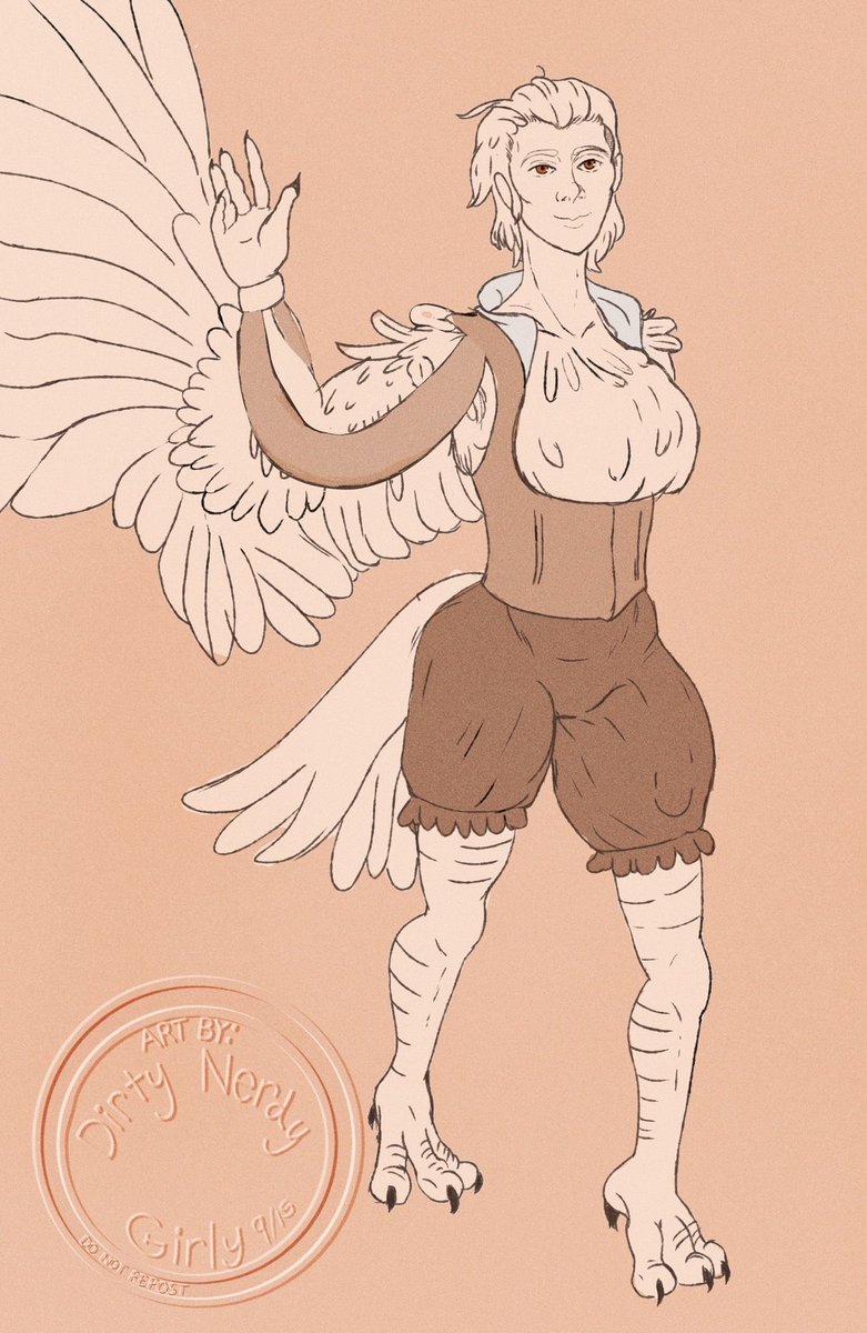 GirlyDirty's tweet photo. Character design for a friends rp character. They requested a “pigeon person” I think I succeeded. 
#originalcharacterdesign #characterdesign #roleplay https://t.co/h6yImUsxVc