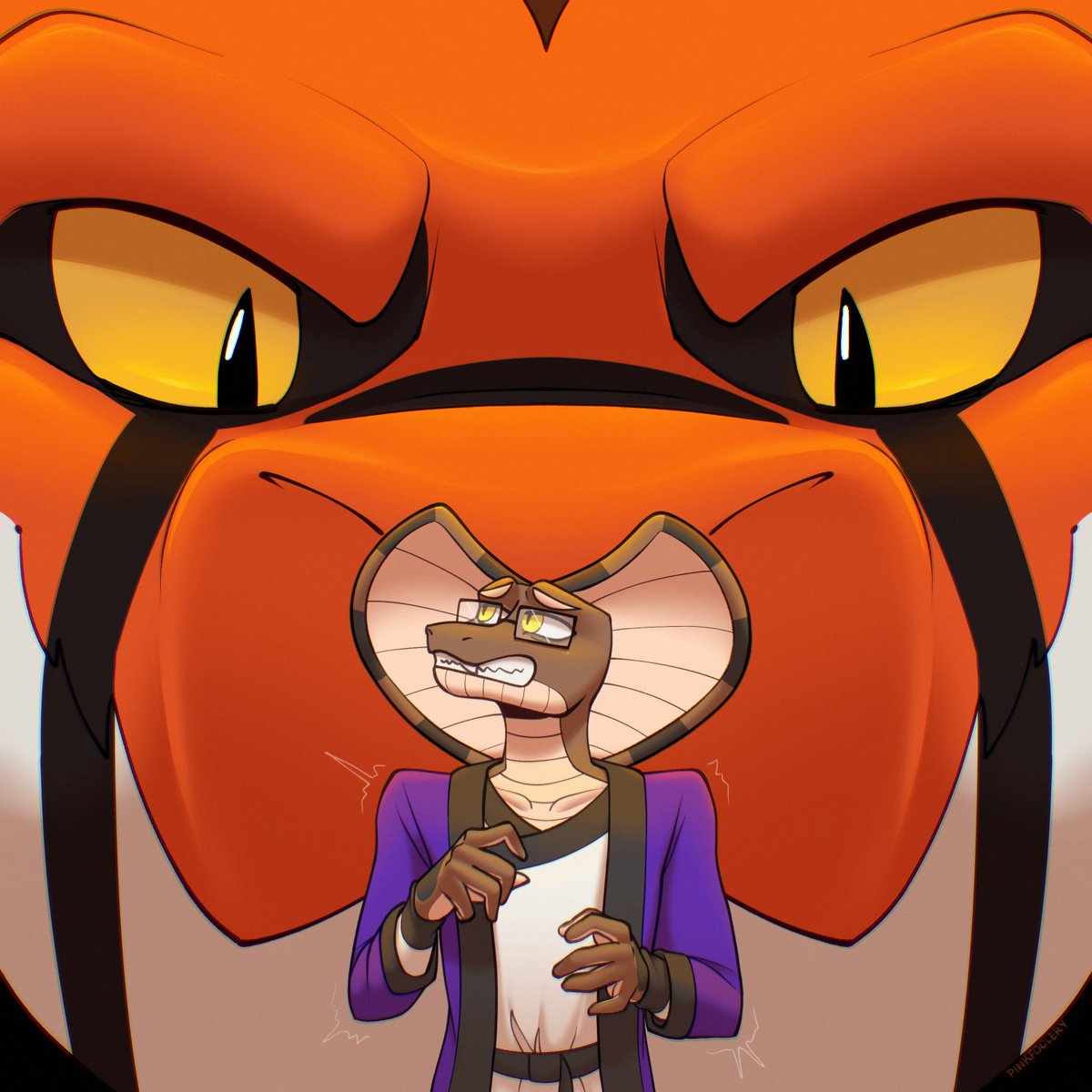 pinkfoolery's tweet photo. Snakes are friends, not food! 🐍
Illustration and small comic commission for @qjzdavf and @Spicynoodle_art 

#snake #furryart #softvore https://t.co/iu7kNFjgHl