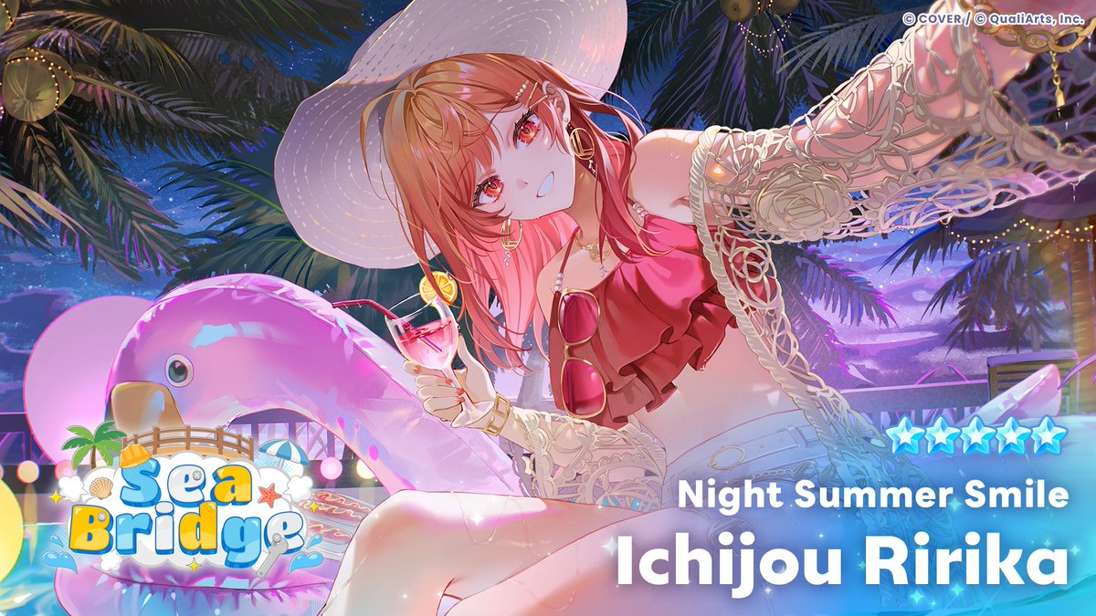 holo_dreams_en's tweet photo. /／
A new ★5 Member enters the stage!✨
Available in the gacha starting Wednesday, October 7 at 11:00 AM (JST)!🎉
\＼

Revealing the illustration for ★5 [Night Summer Smile] Ichijou Ririka🌃

Obtain both her Park Outfit and Live Outfit when pulling her!✨

🔽 Check the thread below for the Outfit videos & Skill info👗✨

#holodori #IchijouRirika