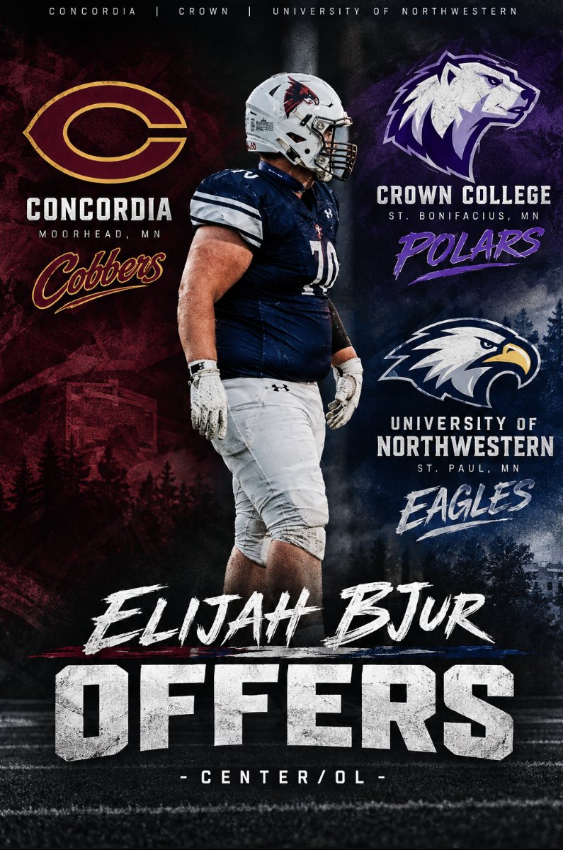 ElijahBjur's tweet photo. I'm blessed to have received 3 offers so far! Excited to see what God will do!! #agtg
@CoachTerryHoran @CoachSommerlot @_Coach_Franz @LoganBGiese @MathiasDurie @SJUFBCoachDumo @CoachPlager @PrepRedzoneMN @OJW_Scouting @JRasmussen1238 @CoachBaasch @benkillerlain @McElroy26 https://t.co/qEPaL6qA8C