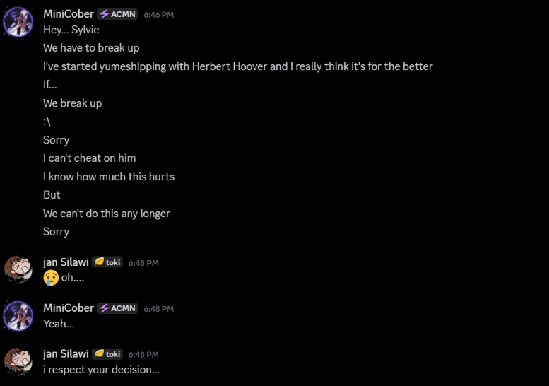 mijemoder's tweet photo. Dude... my f*cking e-girlfriend broke up with me over her yumeship... I respect her decision but i'm kind of feel hurt :/ am i problematic for this? #Yumeship #Yumetwt #edating https://t.co/S0hzvqtDo2