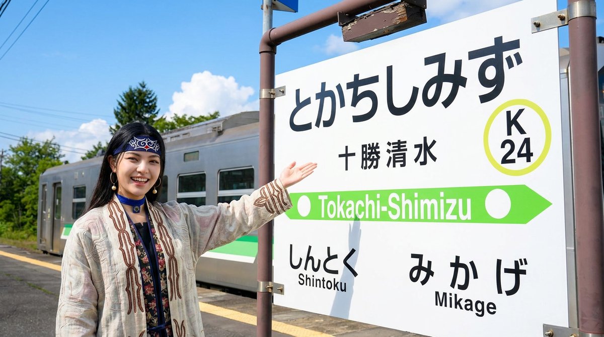 Ainu_Ekashina's tweet photo. 北海道・十勝にある十勝清水駅。

「清水」という名前は、
アイヌ語の
「ペケレベツ」
「明るく清らかな川」
という意味を日本語に意訳して
付けられたとされています。

駅が開業したのは1907年。
当初はそのまま
「清水駅」でした。

ところが全国には
同じ名前の駅があったため
1934年に旧国名の「十勝」を付けて
「十勝清水駅」
となりました。

現在の根室本線では、
「十勝」の名前を冠する駅としても
印象的な存在です。

そして清水町には、
北海道開拓の歴史を伝える
意外な人物の足跡も残っています。

それが、渋沢栄一。

1898年、
「十勝開墾合資会社」を設立し
熊牛や人舞などで
大規模な農地開拓を進めました。

今も町には、
当時を伝える建物や史跡が残されています。

さらに時代をさかのぼると
1858年には
松浦武四郎がこの地を訪れています。

人舞では、
アイヌの長だったアライクから
心のこもったもてなしを受けたことが
記録に残されています。

今の清水町には、
雄大な十勝平野を見渡す展望台や
パッチワークのような農村風景
そして美しい庭園が広がる
 十勝千年の森もあります。

でも、
この町の原点をたどると、
やっぱり一番最初にあるのは、
「明るく清らかな川」。

その水が大地を潤し、
畑をつくり、
人を呼び、
今の清水町の風景を育ててきた。

十勝清水。
きれいな町名だから
「清水」なのではなく
ずっと昔、
この土地を流れる川を見た人たちが感じた
水の美しさそのものが、
今の町の名前になっているんです🌿