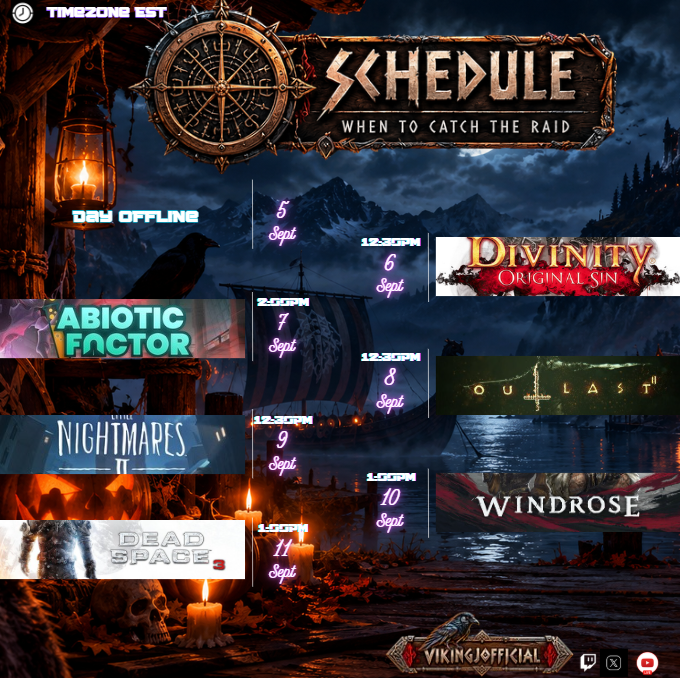 VikingJOfficial's tweet photo. new week new schedule love yahll see you on twitch https://t.co/HDc5xK8QVV