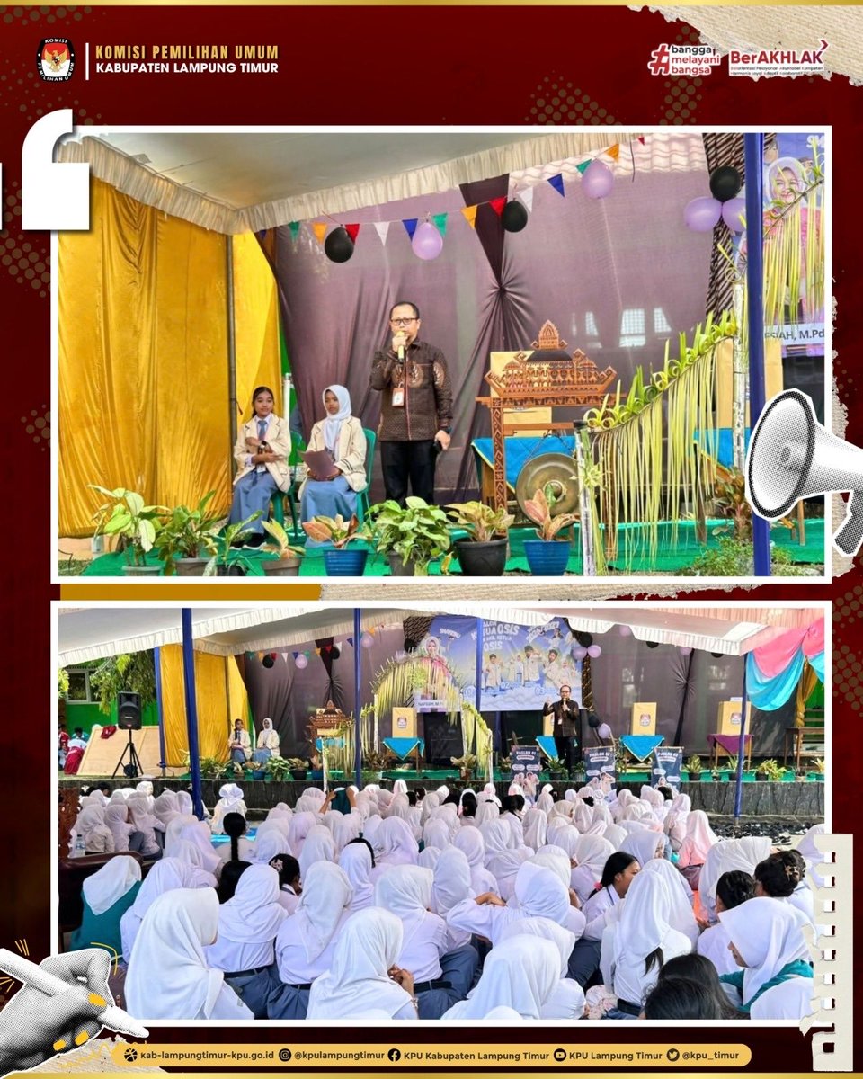 kpu_timur's tweet photo. #TemanPemilih,
KPU Kabupaten Lampung Timur melaksanakan kegiatan Sosialisasi dan Edukasi dengan tema “Demokrasi dan Nilai-Nilai Pemilu bagi Pemilih Pemula” di SMAN 1 Sekampung Udik, Senin (5/10).

#kpunelayani https://t.co/xlrc7Gs7Be