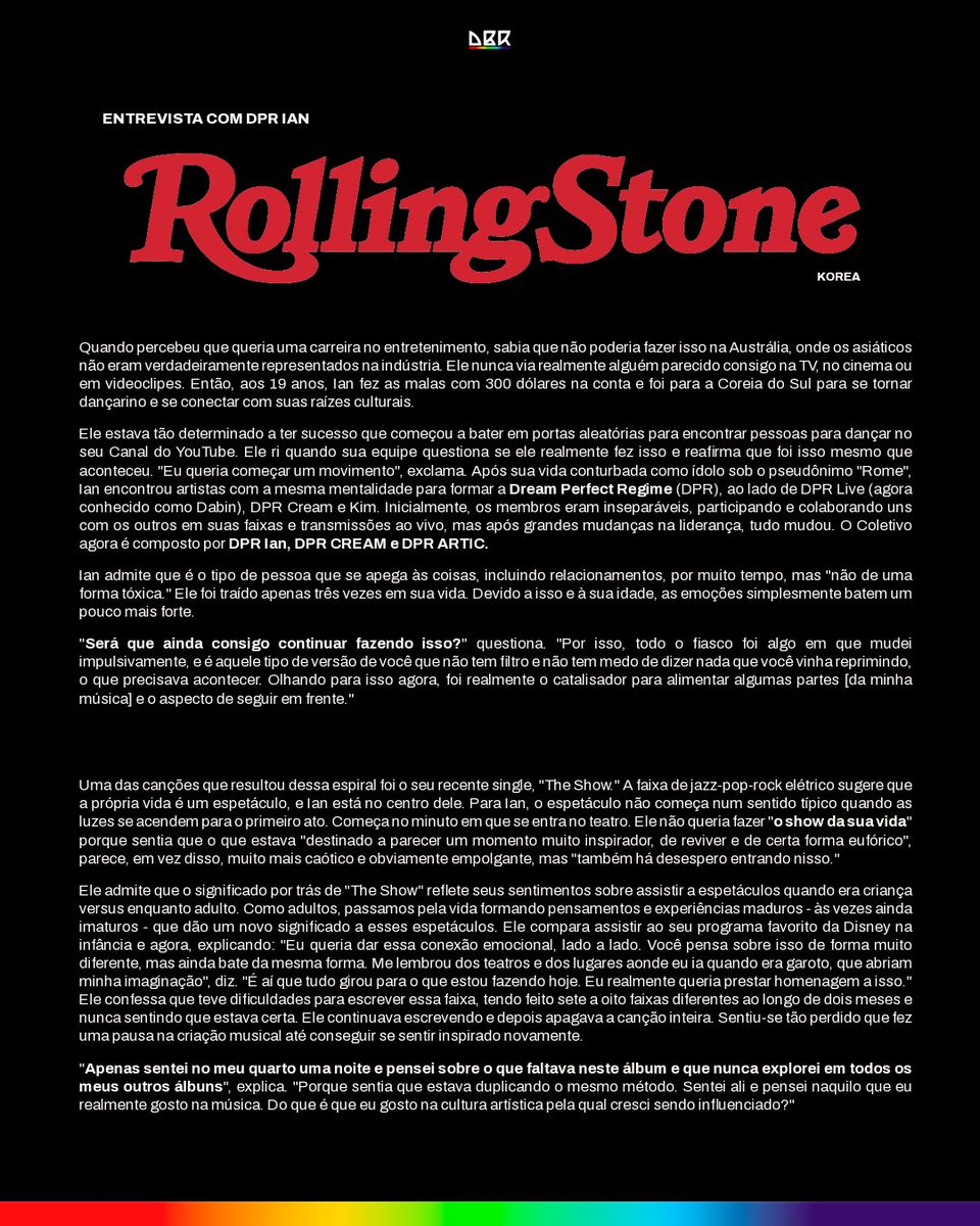 DreamersBrasil_'s tweet photo. Na sua reveladora entrevista para a Rolling Stone Korea, @dprian abriu o coração sobre como sua arte sempre foi a válvula de escape para suas batalhas internas.
Confira a entrevista completa traduzida! Já salva o post pra não perder e ler com calma depois. 🖤
#dprian #dpr https://t.co/tyg04fPDbD
