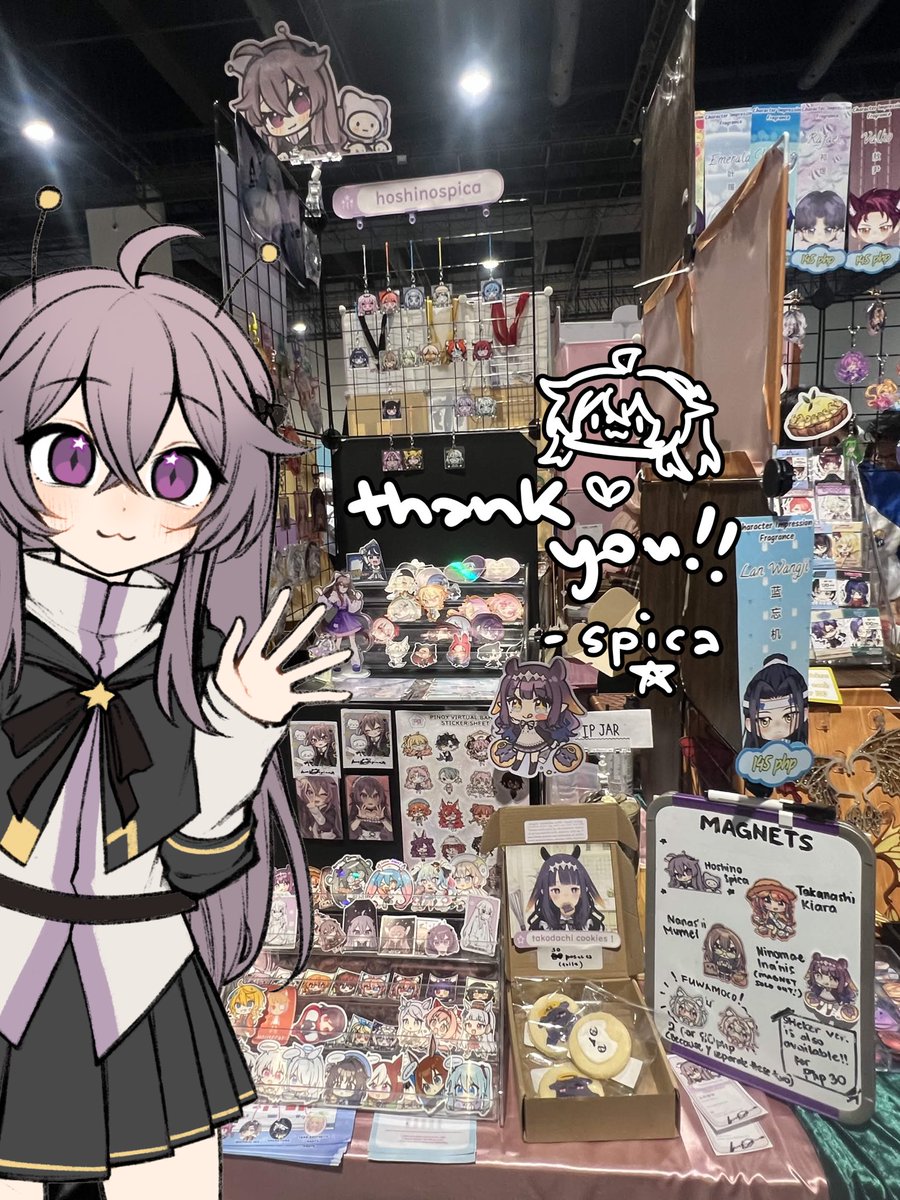 hoshinospica's tweet photo. i passed out,, oops but thank you cosmania 2026 !!!!!!

first time truly solo boothing all by myself so thank you for the patience and thank you friends for the help behind the scenes 💜 :’3

and to anyone new here hi !! i’m spica :D i draw but also stream, play games and sing !! https://t.co/d9ckgWRxS5