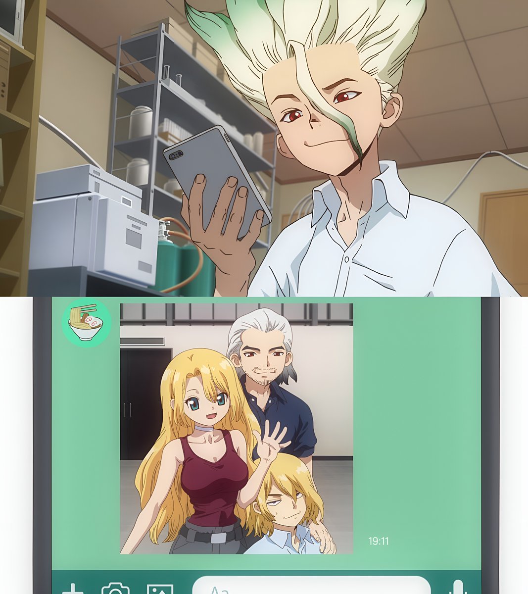 SenHaku_Station's tweet photo. Senku jamás imaginó que su futura esposa saldría de los tres que están es esa foto 🫣 https://t.co/OU1eY8d6xg