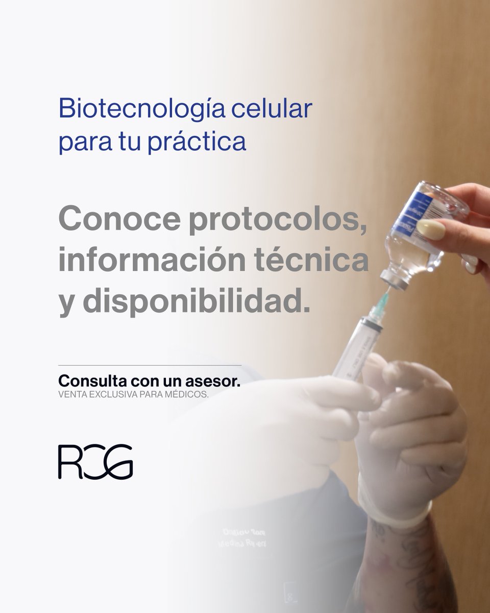 RCGmexico's tweet photo. Exclusivo para profesionales de la salud.

🔬 Conoce más sobre las Células Troncales Mesenquimales y los aspectos técnicos que acompañan su uso en la práctica médica.

Consulta información y disponibilidad con nuestro equipo.
https://t.co/xQAmm5zLC2 https://t.co/8ho12ePDAH