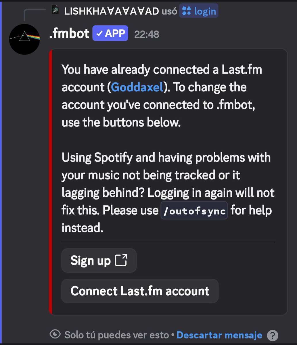 Lishkhad's tweet photo. @Ace_3108 T haces la cuenta de fm y en discord pones el /login, ahí mismo te mandan en link para conectarla, creo q solo era iniciado cesión https://t.co/9Uw4tXrgJ9