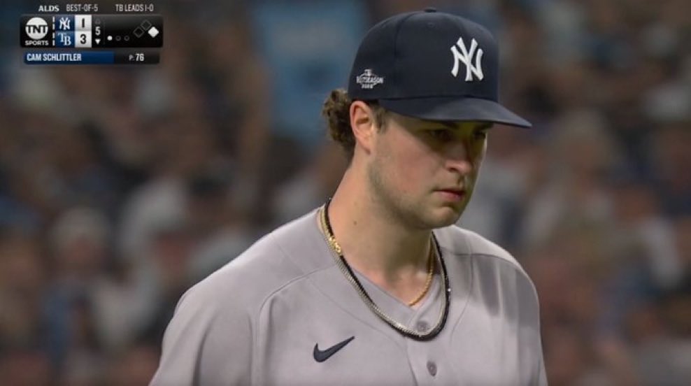 iJordanMoore's tweet photo. Cam Schlittler said Tropicana Field felt like a Yankees home game because the Rays don't have fans...  

Fast forward to tonight:
• 4.1 IP
• 7 H
• 2 K
• Had to stop play multiple times because the crowd was too loud for his PitchCom.

Life comes at you fast. https://t.co/7WiKaliBR5