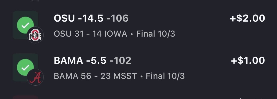 CashitChris716's tweet photo. AND A 2-0 COLLEGE FOOTBALL SWEEP

@DubClub_win  help me with a shoutout? https://t.co/hOIAZ9IdmP