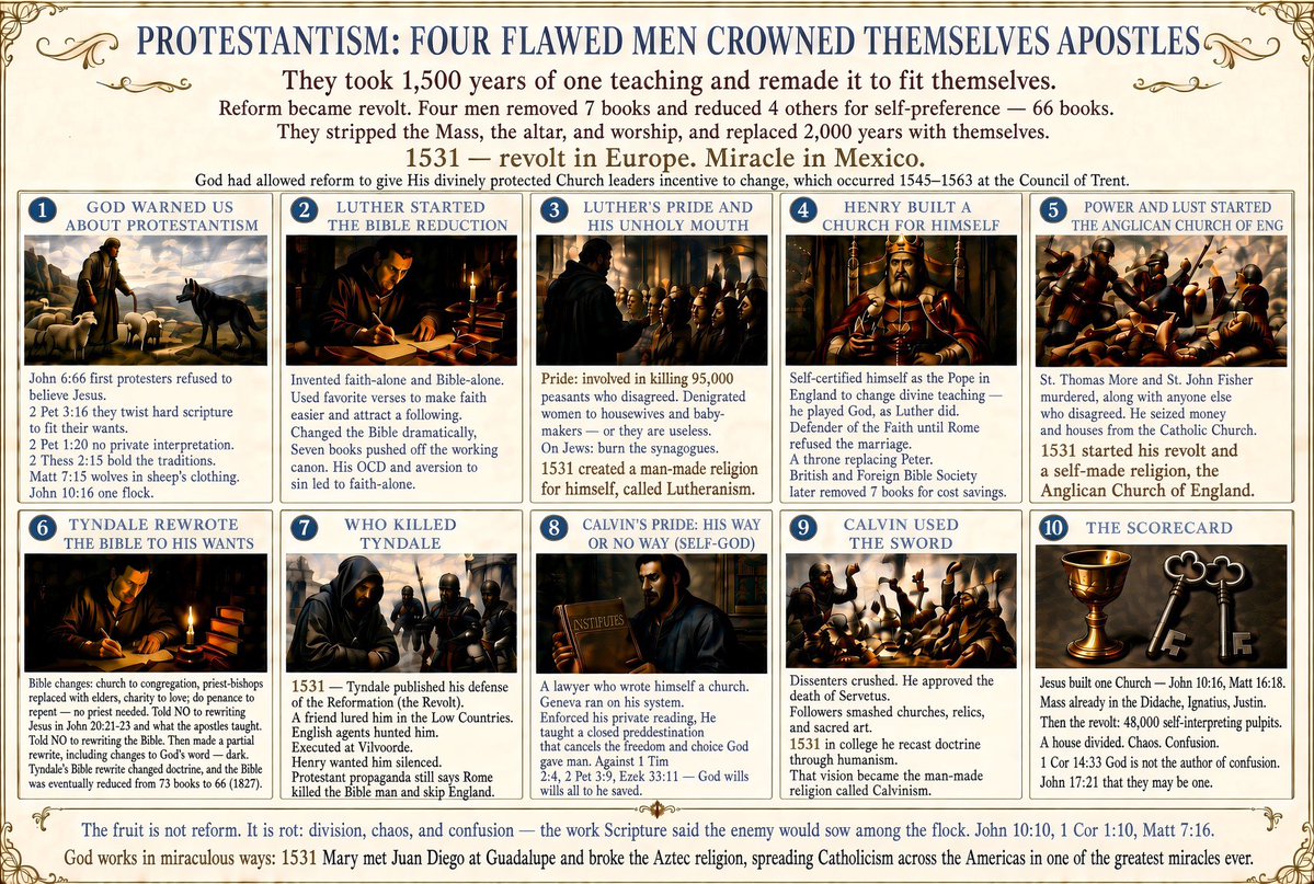 ThroughTheQueen's tweet photo. @JesusSaves1500 The 7 sacraments used by the church, from scripture, for +2000 years.  Also, the 4 flawed men, who tried to change them, in the name of, there are some bad priests charging for indulgences (a good reform issue).  But not worth destroying in revolt the 7 blessed sacraments. https://t.co/DLH7YYUey7