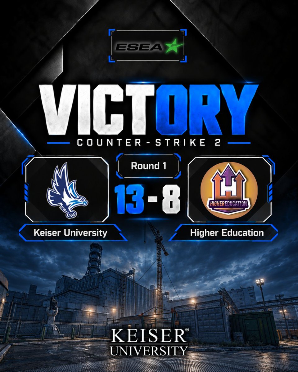 KUPEM_Esports's tweet photo. Class dismissed. 📚
Keiser University gives Higher Education a lesson in @ESEA Round 1, taking Cache 13–8.
#KUWIN #CS2 #ESEA https://t.co/jNrJzCJZJy