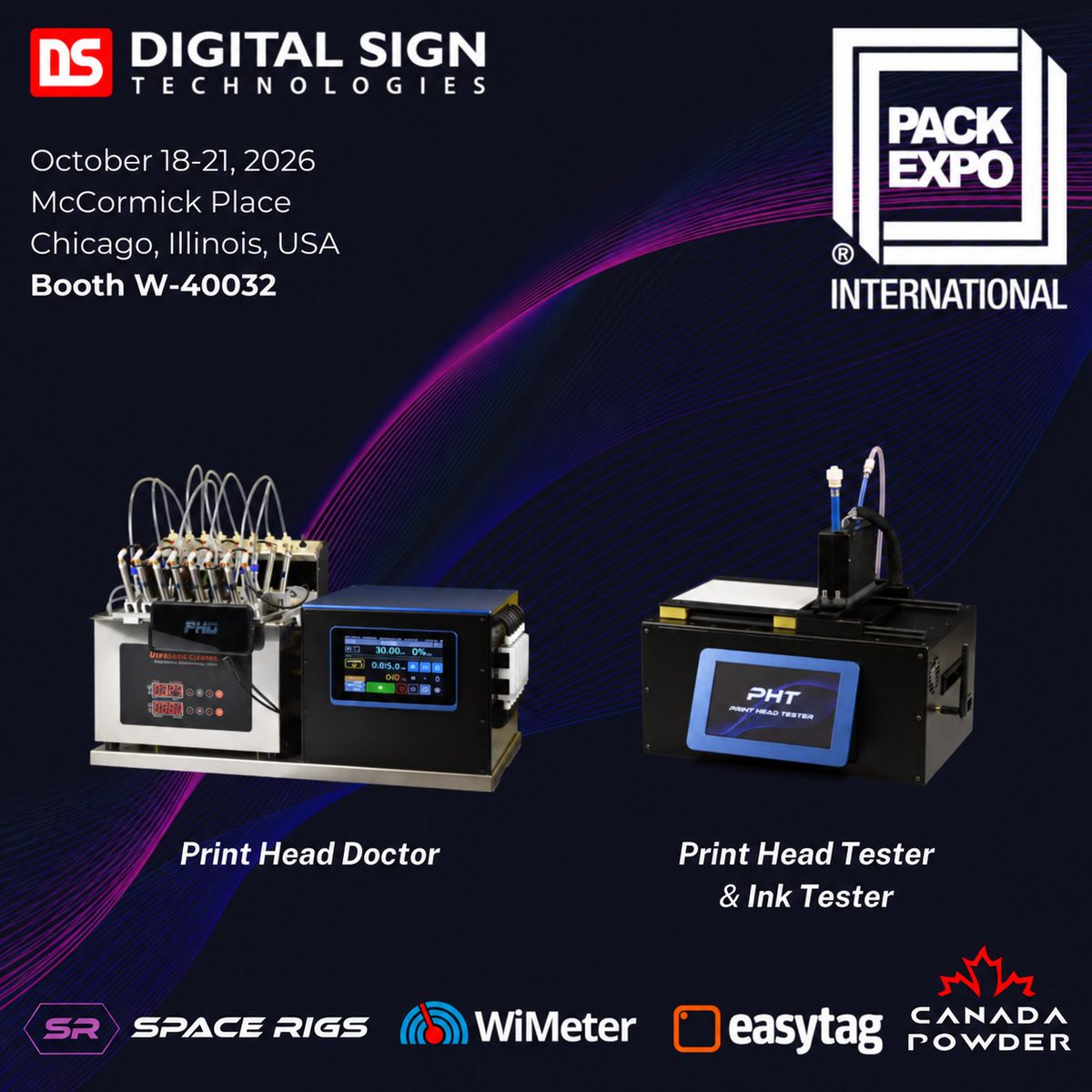 DigitalSignTech's tweet photo. 🚀 See the complete printhead workflow at PACK EXPO International 2026.
Recovery → Testing → Nozzle Assessment → Ink Validation.
Featuring PHD, PHT, PHT-M & Ink Tester.
#PACKEXPO2026 #PACKEXPO #IndustrialInkjet #PrintheadTesting https://t.co/5FPmWbRe3N