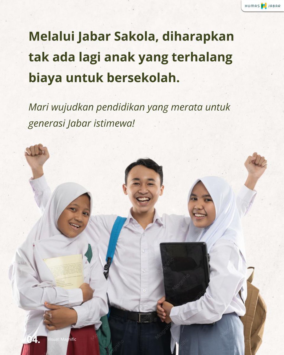 humasjabar's tweet photo. Melalui #JabarSakola , diharapkan tak ada lagi anak yang terhalang biaya untuk bersekolah 🥰

#LemburDiurusKotaDitata #JabarIstimewa #KDMErwan #ProgramJabar https://t.co/XRPHYC9hQT
